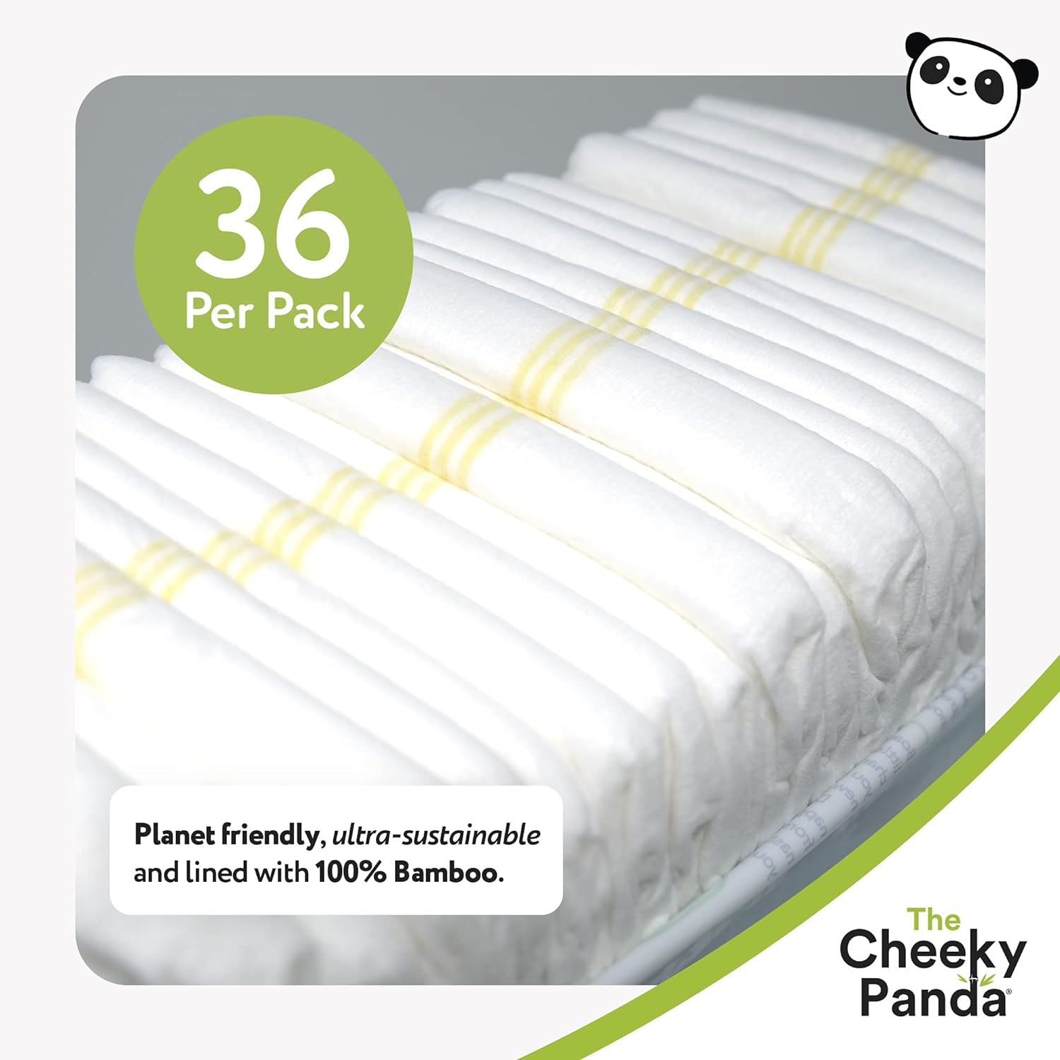 The Cheeky Panda Premium Baby Diapers Size 2 (12-18lbs) | 44 Bamboo Lined Disposable Diapers for Sensitive Skin - Image 3